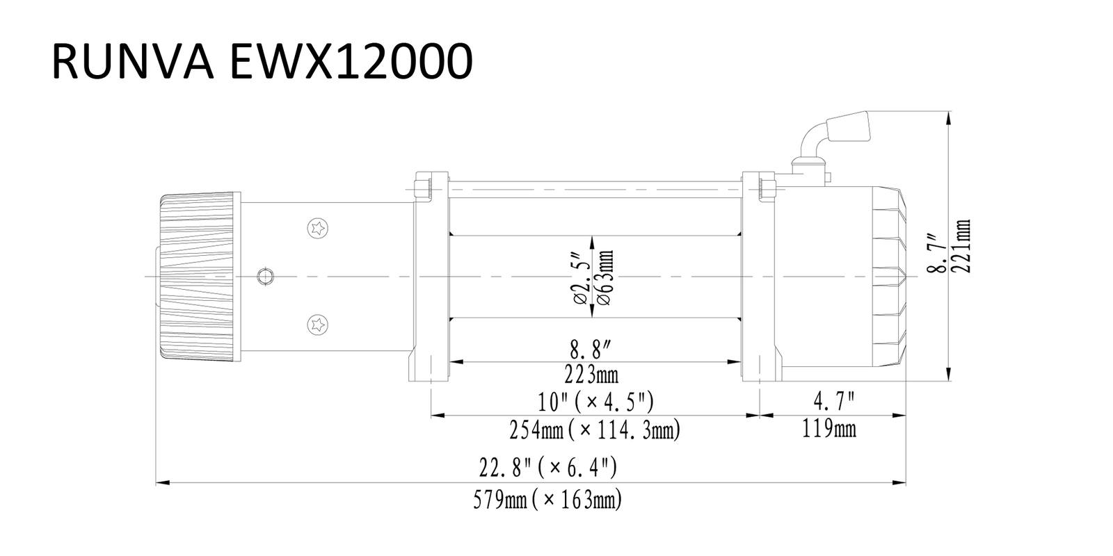 Runva EWX12000 12V with Synthetic Rope – IP67 MOTOR