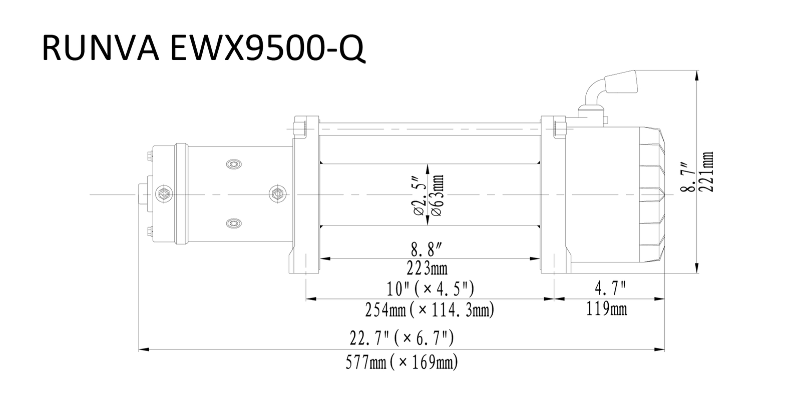 Runva EWX9500-Q 12V EVO with Synthetic Rope